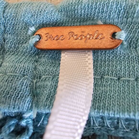 Free People "Hows It Going" Halter Cropped Tank Top Size L Boho Linen Blend - Picture 3 of 9